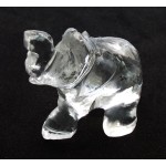 Small Clear Quartz Carved Gemstone Elephant